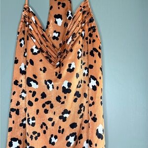 Gianni Bini Orange Leopard-Print Slip Dress